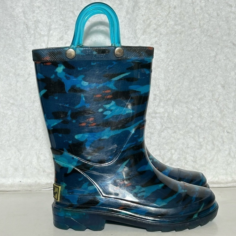 Western Chief Little Kids Camo Shark Waterproof w/Lights Rain Boots SZ US 9